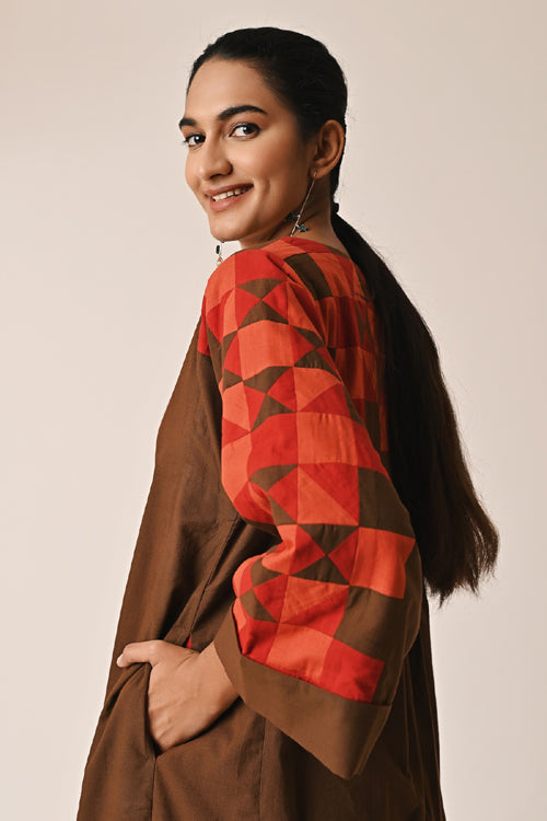 Rangsutra Rishta Long Brown Ralli Jacket