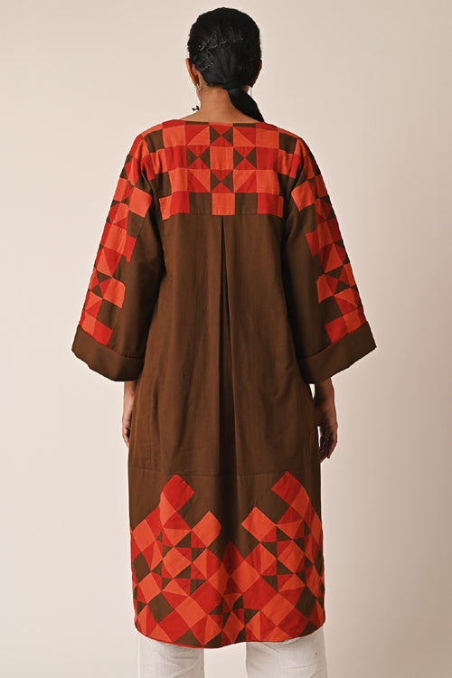 Rangsutra Rishta Long Brown Ralli Jacket
