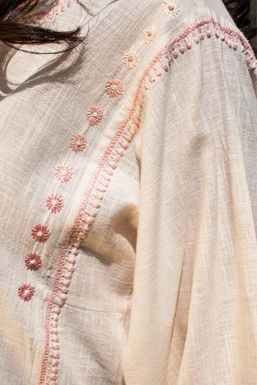 Rangsutra Avani Chikankari Off White Pure Cotton 3Q Sleeve Straight Kurta