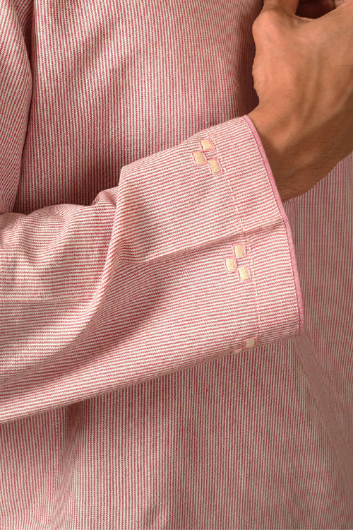 Rangsutra Baori Pink Hand Embroidered Full Sleeve Long Kurta