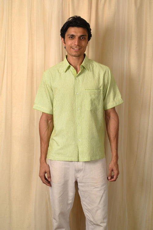 Baori Blue Hand Embroidered Half Sleeve Shirt main image 1