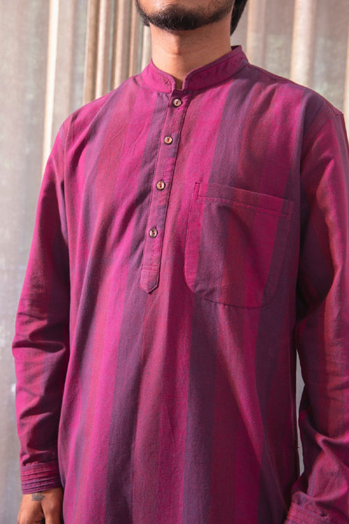 Rangsutra Haveli Soof Violet Hand Embroidered Mens Kurta