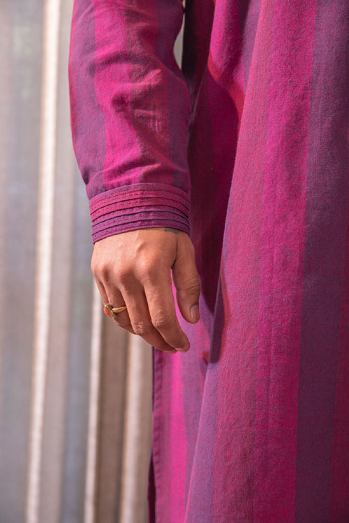 Rangsutra Haveli Soof Violet Hand Embroidered Mens Kurta
