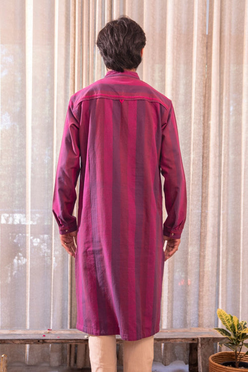 Rangsutra Haveli Soof Violet Hand Embroidered Mens Kurta