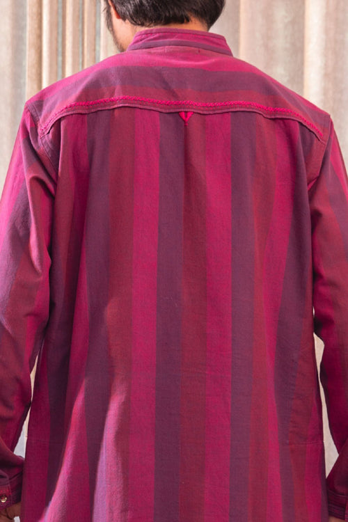 Rangsutra Haveli Soof Violet Hand Embroidered Mens Kurta