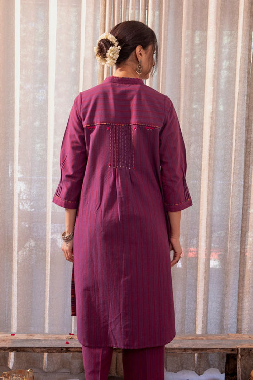 Rangsutra Haveli Soof Violet Hand Embroidered Kurta