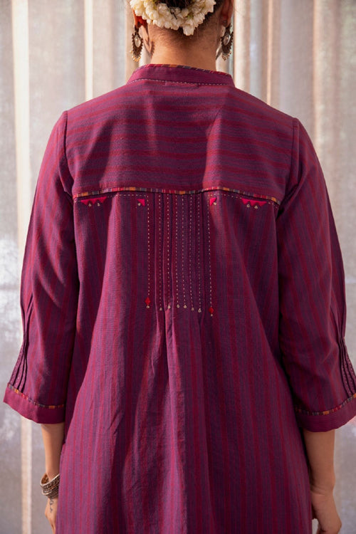 Rangsutra Haveli Soof Violet Hand Embroidered Kurta