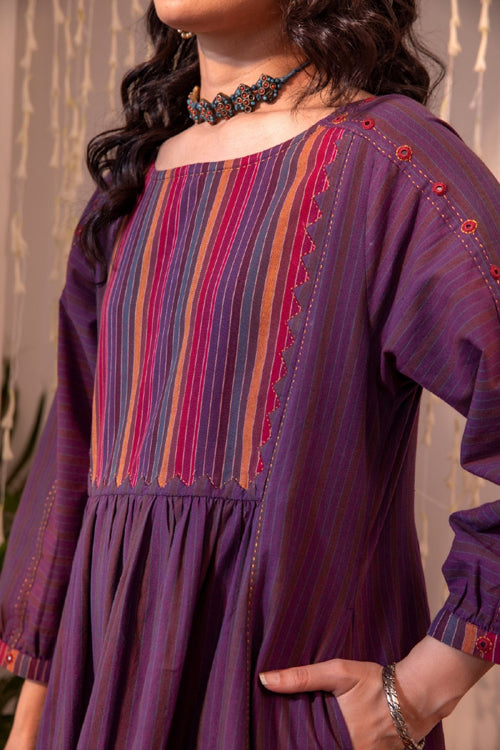Rangsutra Haveli Applique Purple Hand Embroidered Dress