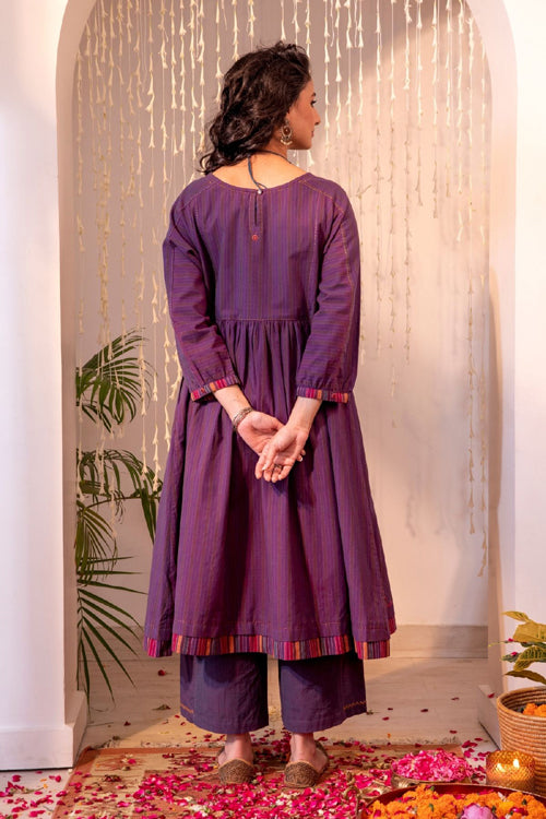 Rangsutra Haveli Applique Purple Hand Embroidered Dress
