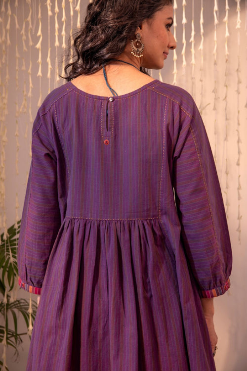 Rangsutra Haveli Applique Purple Hand Embroidered Dress