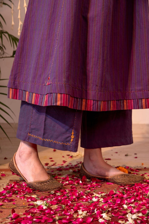 Rangsutra Haveli Applique Purple Hand Embroidered Dress