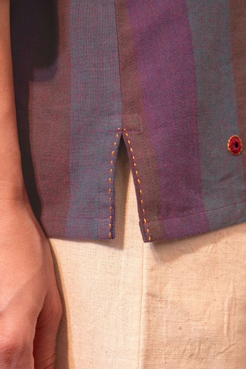 Rangsutra Haveli Applique And Kaanch Purple Hand Embroidered Top
