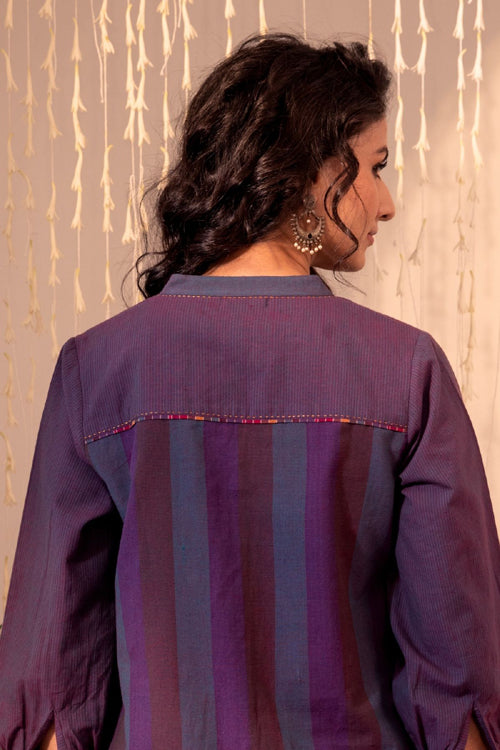 Rangsutra Haveli Applique And Kaanch Purple Hand Embroidered Top