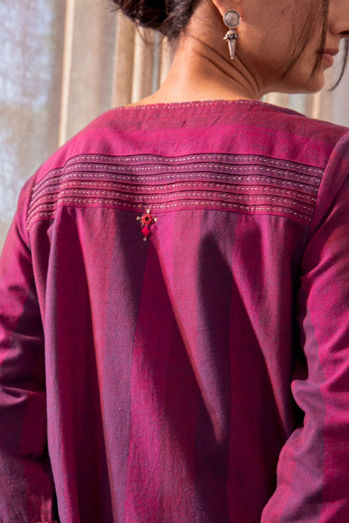 Rangsutra Haveli Soof Violet Hand Embroidered Top