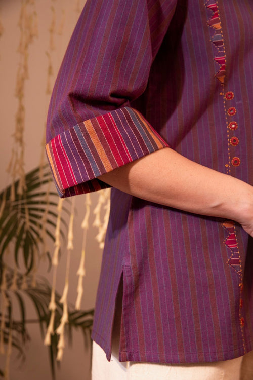 Rangsutra Haveli Applique Purple Hand Embroidered Top