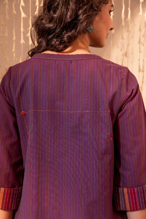 Rangsutra Haveli Applique Purple Hand Embroidered Top
