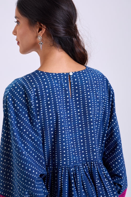 Rangsutra Chaaya Indigo Block Printed Relaxed Fit Top