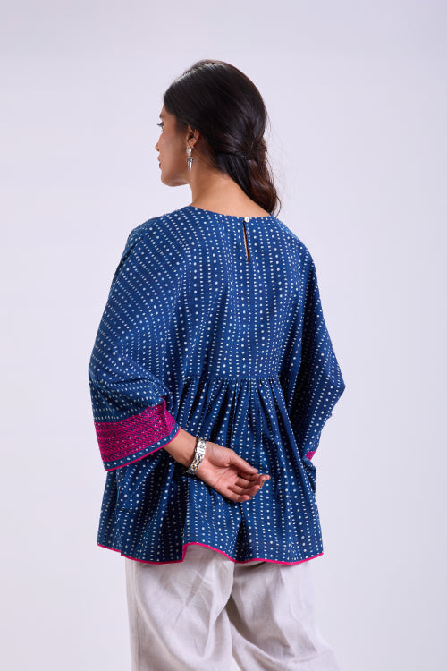 Rangsutra Chaaya Indigo Block Printed Relaxed Fit Top