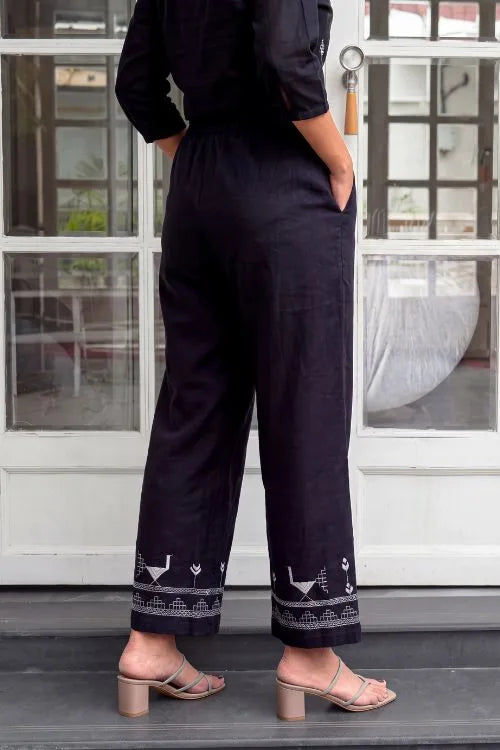 Rangsutra Bagh Cotton Black Hand Embroidered Bottom