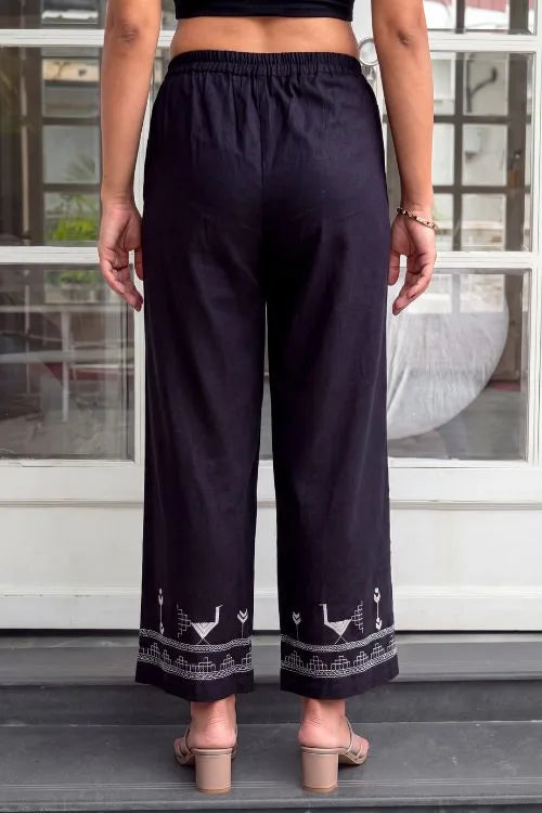 Rangsutra Bagh Cotton Black Hand Embroidered Bottom
