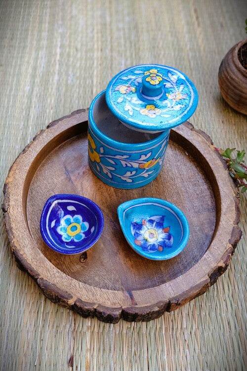 Terracotta by Sachii Jaipur Blue Pottery Diwali Gift Set Small