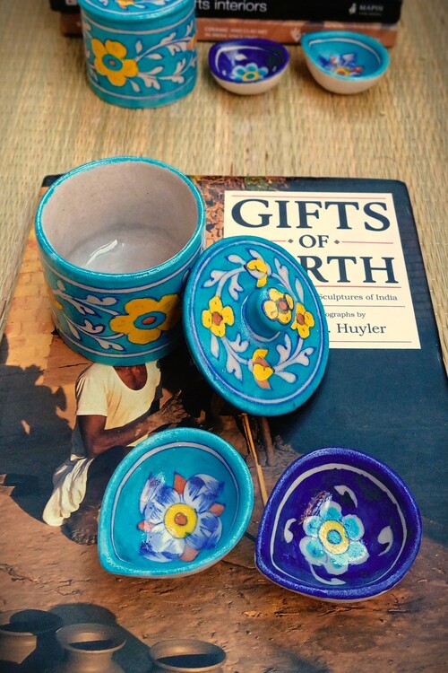 Terracotta by Sachii Jaipur Blue Pottery Diwali Gift Set Small