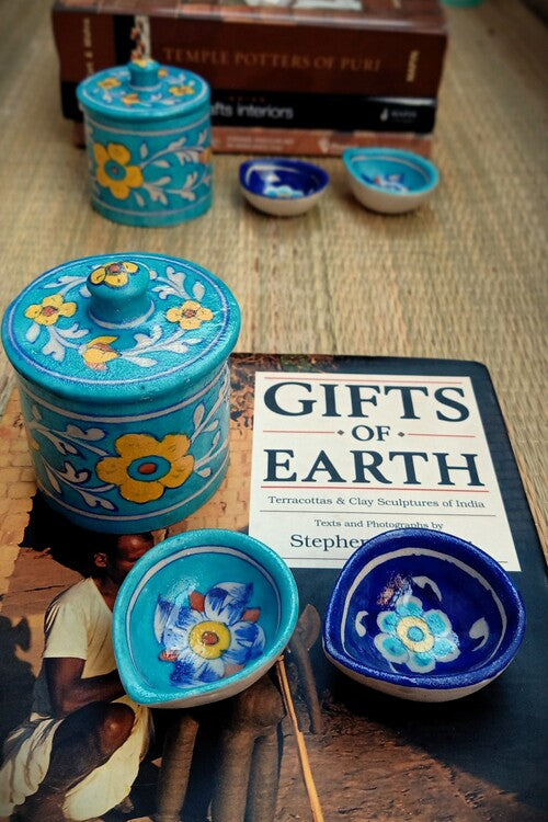 Terracotta by Sachii Jaipur Blue Pottery Diwali Gift Set Small