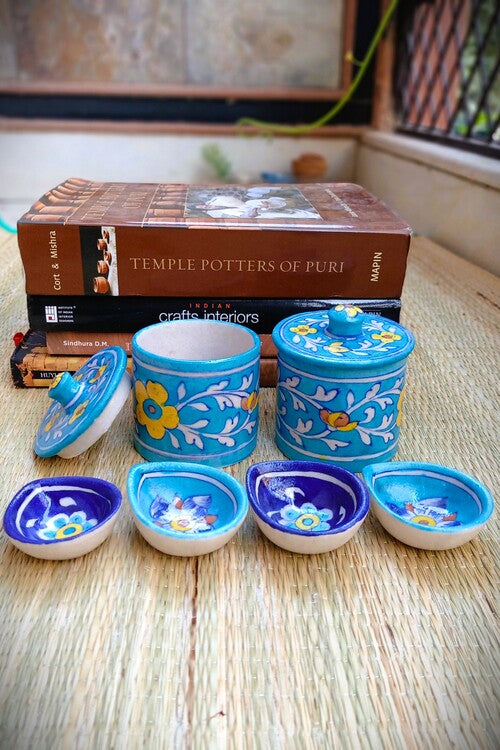 Terracotta by Sachii Jaipur Blue Pottery Diwali Gift Set Big