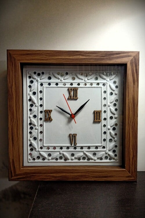 Terracotta by Sachii Lippan Kaam Wall Clock Square Framed
