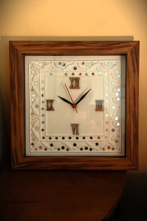 Terracotta by Sachii Lippan Kaam Wall Clock Square Framed