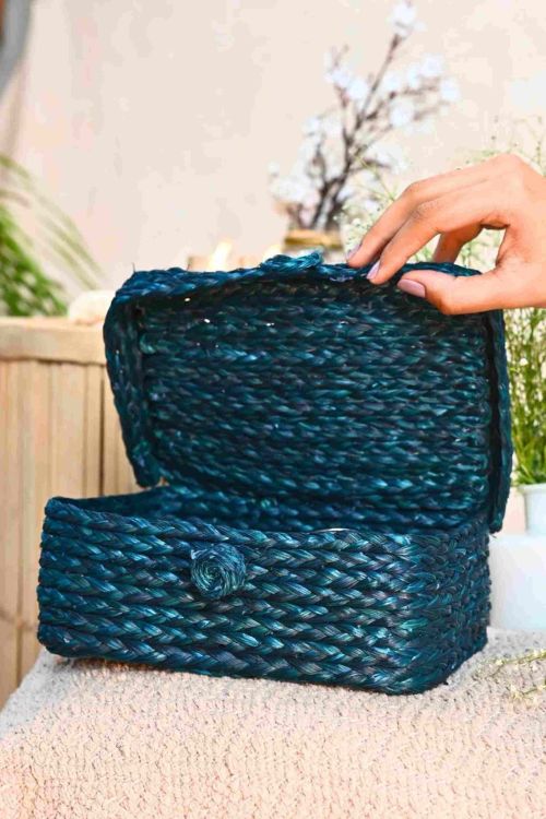 Kadam Haat Handmade Sabai Grass Sandook - Indigo