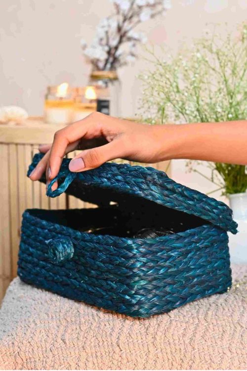 Kadam Haat Handmade Sabai Grass Sandook - Indigo