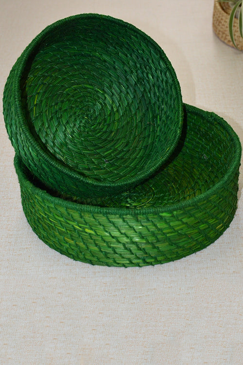 Dharini Sabai & Jute Baskets Green (Set Of 2)