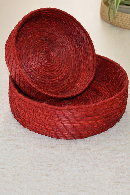 Dharini Sabai & Jute Baskets Red (Set Of 2)