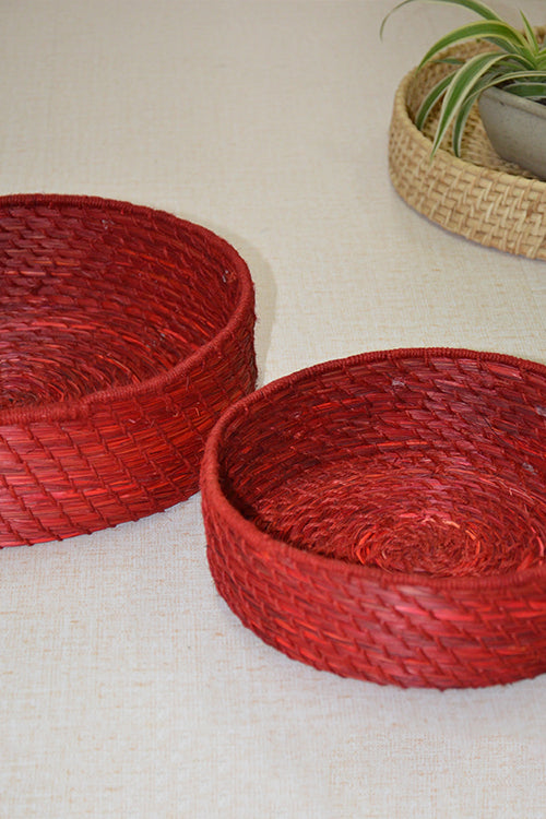 Dharini Sabai & Jute Baskets Red (Set Of 2)