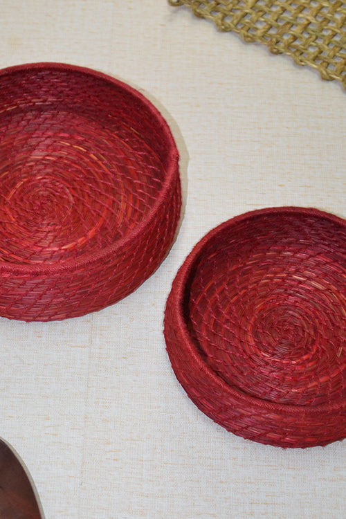 Dharini Sabai & Jute Baskets Red (Set Of 2)