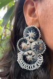 Antarang,  Statement Black And White Earrings, 100% Cotton. Hand Made By Divyang Rural Women