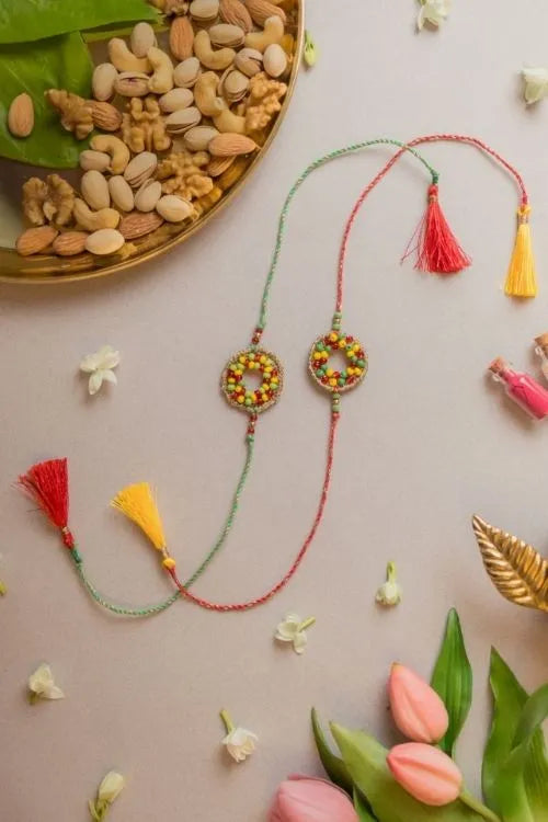 Samoolam Rainbow Threads Crochet Rakhi (Set of 2)
