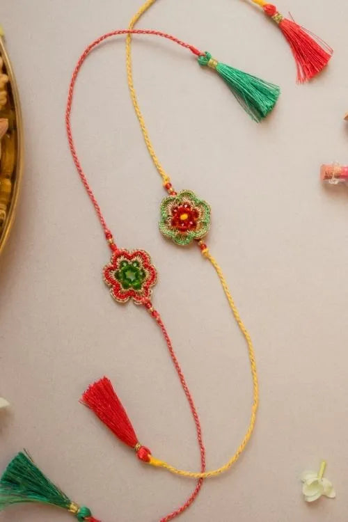 Samoolam Red & Greeen Gem Rakhi (Set of 2)