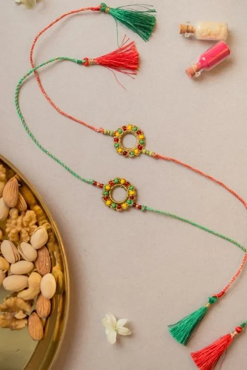 Samoolam Rainbow Ring Crochet Rakhi (Set of 2)