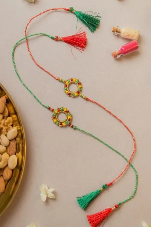 Samoolam Rainbow Ring Crochet Rakhi (Set of 2)