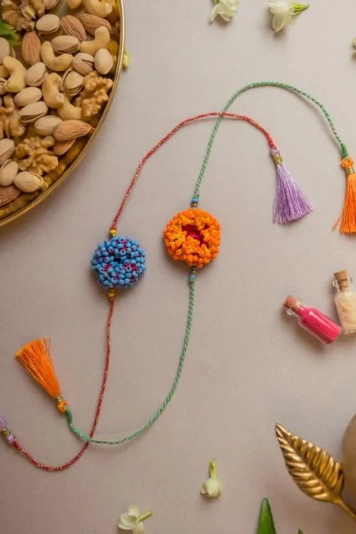Samoolam Coral Bead Crochet Rakhi (Set of 2)