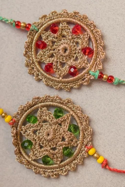 Samoolam Heritage Flower Crochet Rakhi (Set of 2)