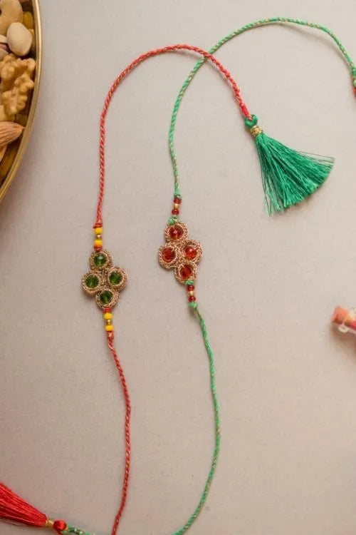 Samoolam Jewelled Diamond Crochet Rakhi (Set of 2)