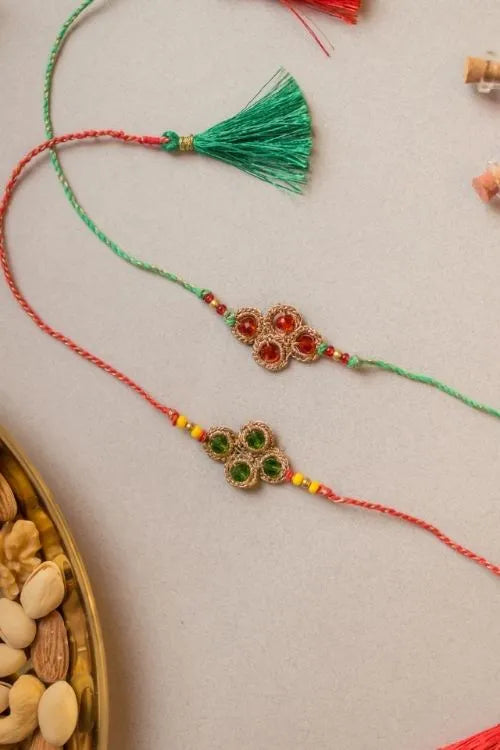 Samoolam Jewelled Diamond Crochet Rakhi (Set of 2)