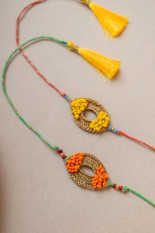Samoolam Sunshine Crochet Rakhi (Set Of 2)