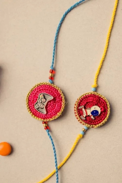 Samoolam Digial Star Kids Crochet Rakhi (Set Of 2)