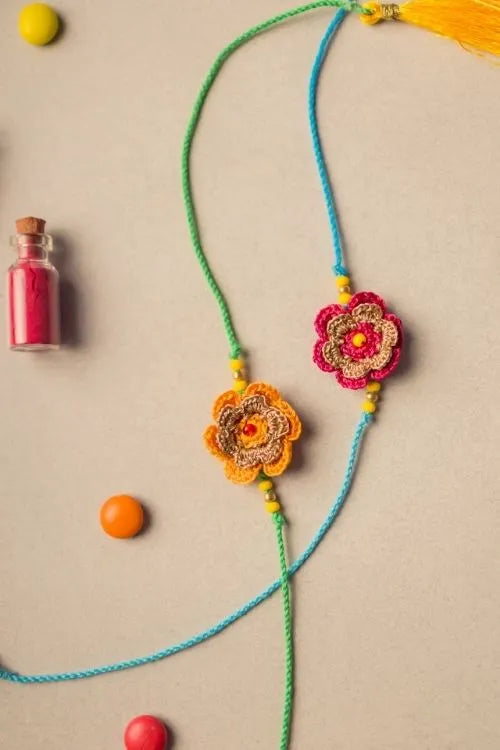 Samoolam Tiny Mandala Crochet Rakhi Set (Set Of 2)