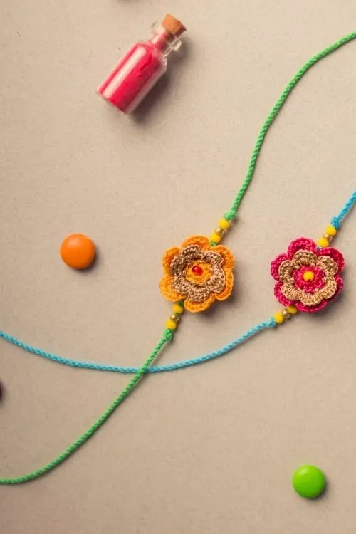Samoolam Tiny Mandala Crochet Rakhi Set (Set Of 2)
