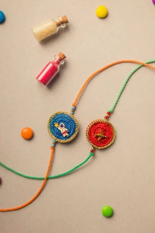 Samoolam Universe Crochet Rakhi Set (Set Of 2)